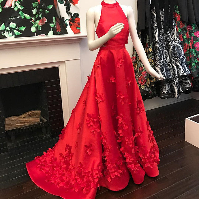 Red Prom Dresses,A-line Prom Dress,Halter Prom Dresses,charming Prom Dress,PD00102