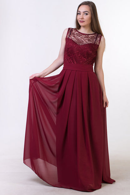Red bridesmaid dress, Red lace Prom dress BD98017