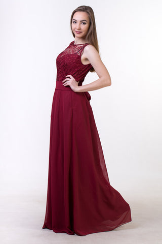 Red bridesmaid dress, Red lace Prom dress BD98017