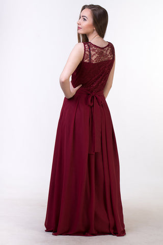 Red bridesmaid dress, Red lace Prom dress BD98017
