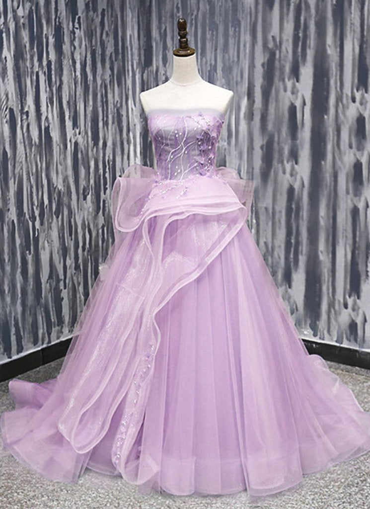 Mint Tulle Long Strapless Ruffles Sweet 16 Prom Dress, BH91216