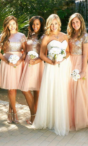Short Sleeves Bridesmaid Dresses,Wedding Party Dresses,BH91102