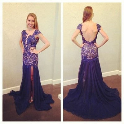 purple prom Dress,charming Prom Dress,long prom dress,lace prom dress,backless prom dress,BD1001