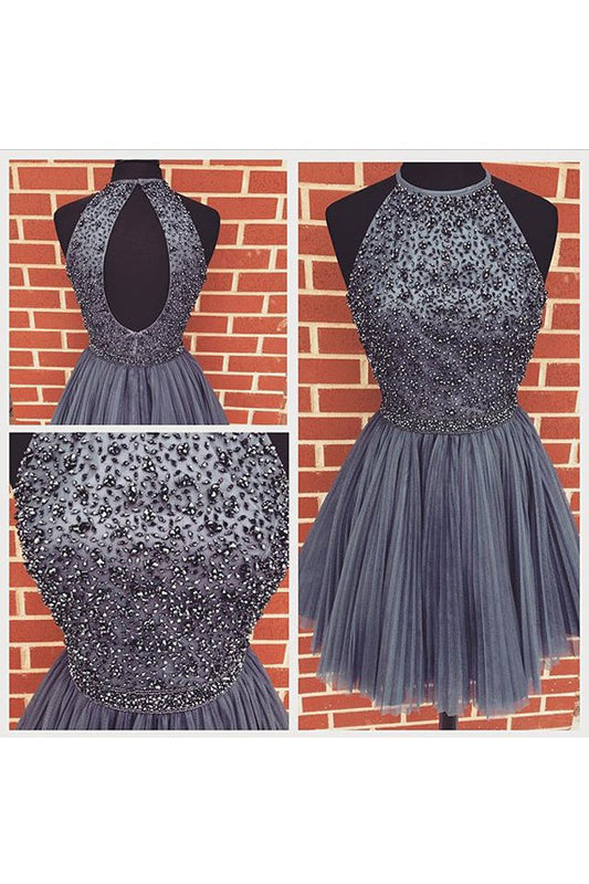 short Homecoming dress,Dress for homecoming,gray Prom Dresses,beading prom dress,party dress,BD402