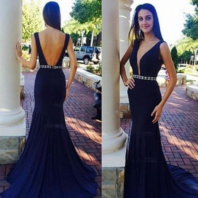 black prom Dress,v-neck Prom Dress,long prom dress,backless prom dress,evening dress,BD1215