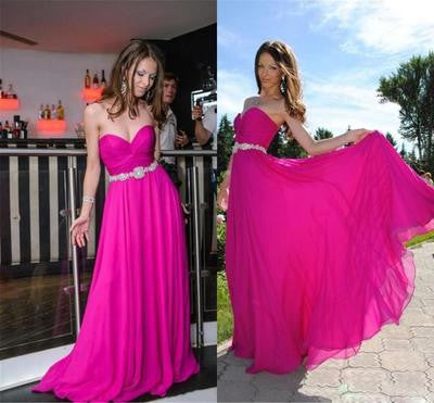 hot pink prom Dress,sweetheart Prom Dress,long prom dress,chiffon prom dress,BD1212