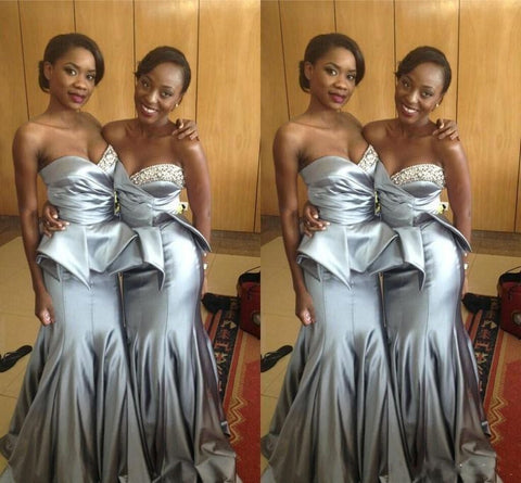 gray bridesmaid dress,long bridesmaid dress,gray bridesmaid dress,mermaid bridesmaid dress,BD1643